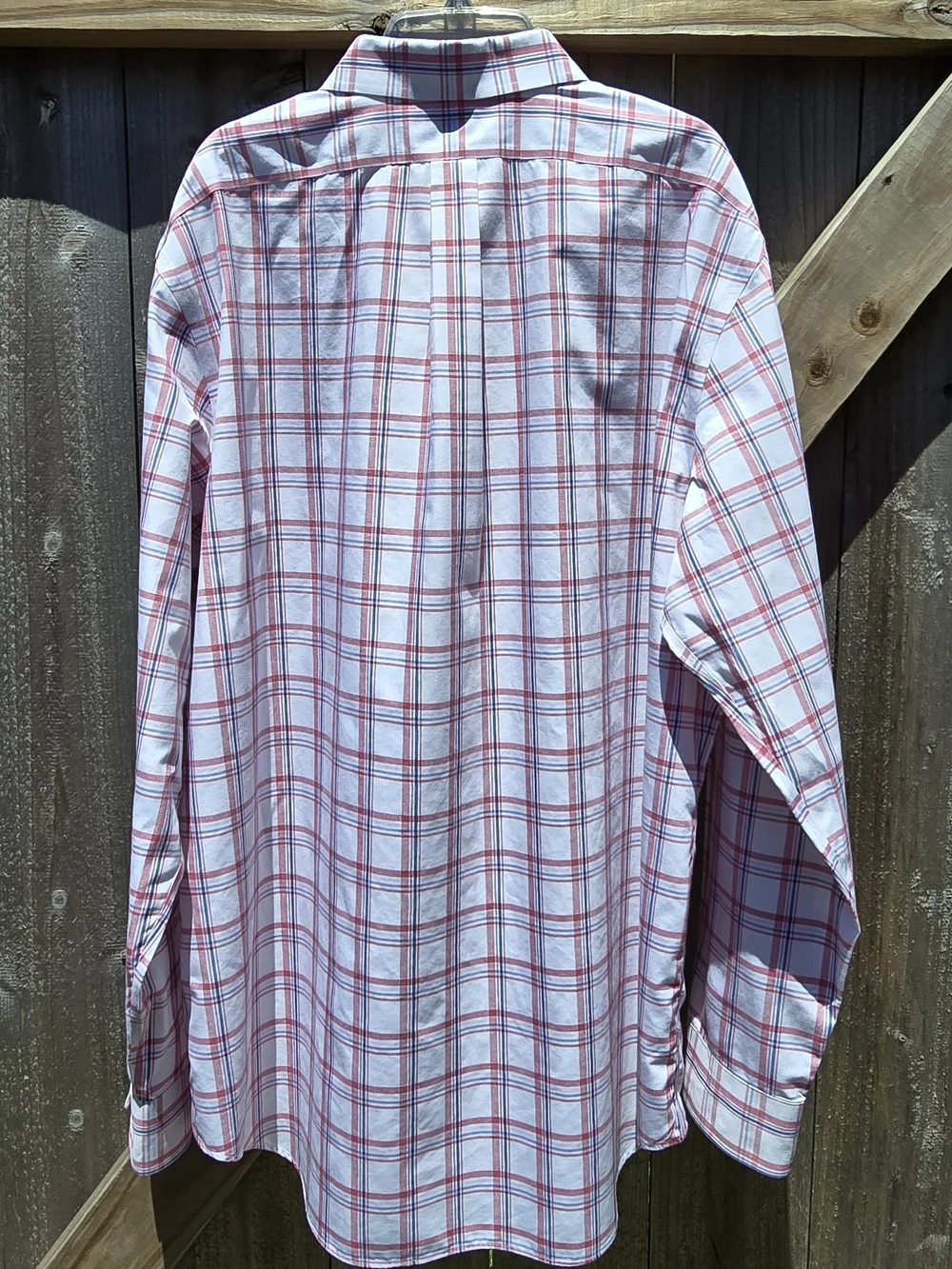 Banana Republic Shirt Mens XL White Red Plaid Long Sleeve Non-Iron Classic Fit